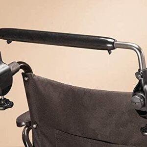 Image of Greenmont's EasyPushbar installed on a wheelchair.